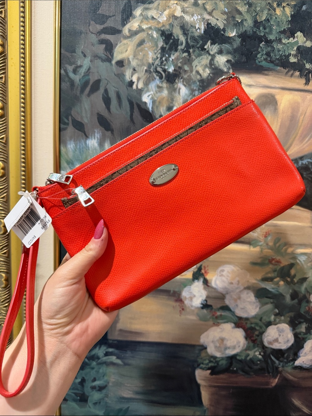 Coach F52598 Leather Pop Pouch Wristlet Clutch Coral NWT - Picture 4 of 10
